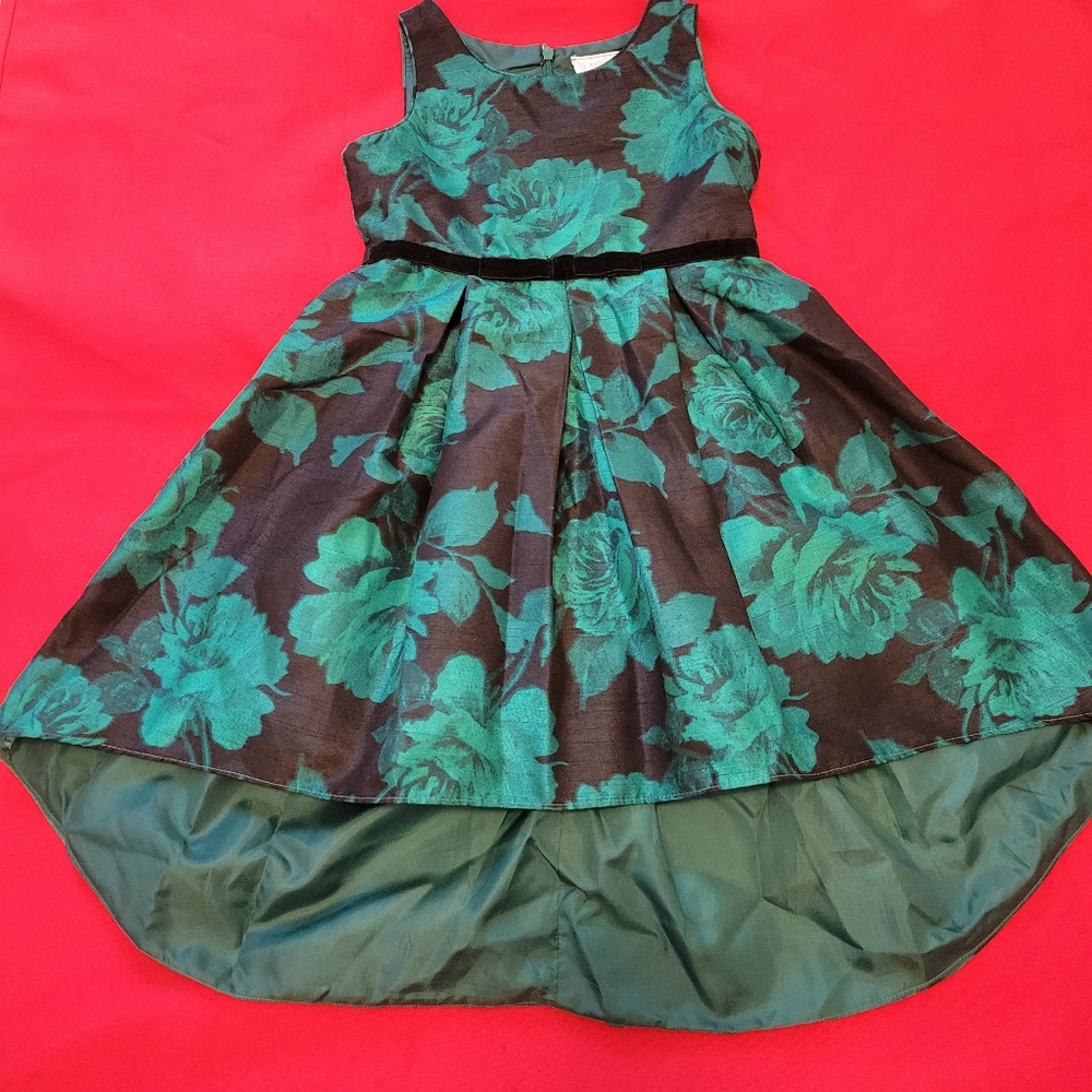 Green Floral Hi-Low Dress